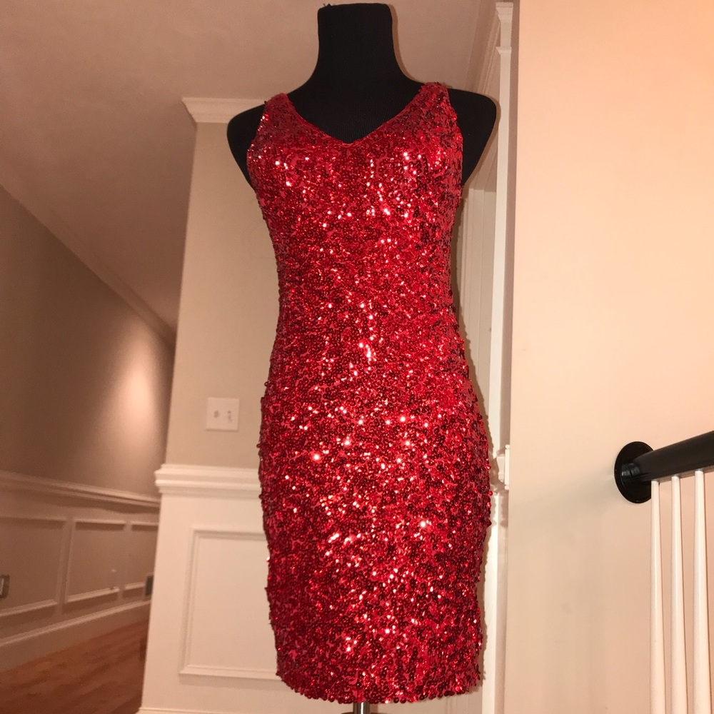 Red Sequin Cocktail Dress